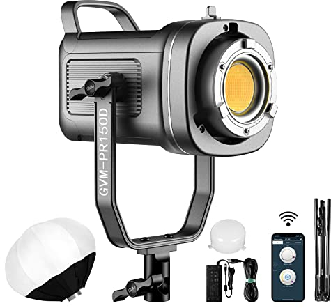 GVM LED Videoleuchte Softbox, 150W COB Studiolicht mit Sattiv, 30200lux/1m LED Fotografie Dauerlicht für Film Video Foto Studio YouTube Videolicht 2700K~7500K, CRI97+ TLCI97+ APP Steuerung fotolicht