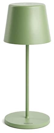 Pertrix LED Akku Gartentisch Leuchte Grün stufenlos dimmbar - IP65 Tisch Lampe ohne Kabel für In- & Outdoor, 2700-3000K, 280 mm hoch, runde Tischlampe Esstisch, moderne LED Tischlampe Outdoor