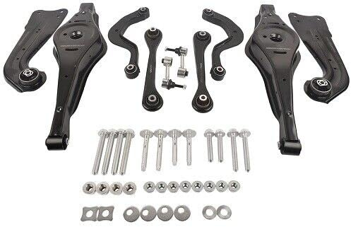 Flynsu Kit de bras de triangle de suspension arrière et kit de boulons Compatible avec 1K0505323N 5Q0505323C 1K0501530B