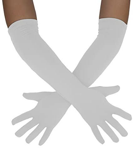 Sheface Herren und Damen 45,7 cm Spandex lange Handschuhe dehnbar Kostüm Handschuhe Bankett Party Hochzeit Handschuhe, Weiss/opulenter Garten, Einheitsgröße