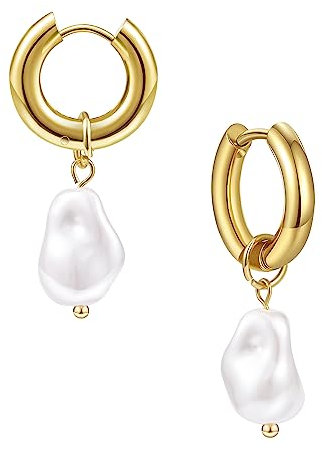 YeGieonr Gold Ohrhänger Ohrringe für Damen,Edelstahl Geometrische Perlen Tropfen Ohrringe mit Glänzendem Zirkonia,Hypoallergen Modeschmuck Geschenk für Frauen und Mädchen