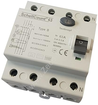 FI/RCD Typ B - Allstromsensitiv - 63A 4-Polig 0,5A / 500mA Fehlerstromschutzschalter
