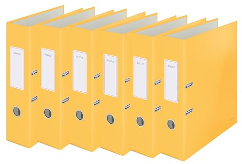 Leitz Qualitäts-Ordner, 6er Pack, A4, 600 Blatt, 8 cm Rückenbreite, Warmes Gelb, Cosy-Serie, 10610019