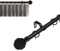 Lister Cartwright 19 mm Extendable Metal Curtain Poles Rods Voile Easy Fitting - Black (Knotted Finials, 210-360 cm)