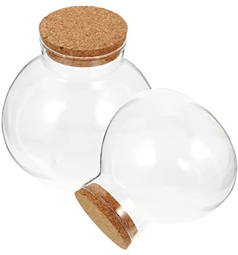 Glas Mikrolandschaftsflasche mit Kork Kugelförmige 2 Stück