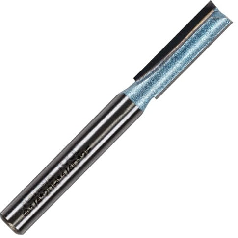 Rennie Tools – 6,35 mm Schnittdurchmesser x 20 mm Nut x 1/4 Zoll Schaft, TCT-bestückt, 2-schneidig, gerader Fräser-Bit, kompatibel mit Makita, Bosch, Trend, Katsu, Dewalt Oberfräse, etc., 6,3 mm