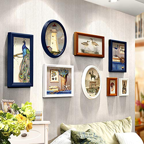 Collage de Marcos Conjunto de collage de marcos de fotos de madera | Marco combinado de galería de imágenes múltiples para escalera, sala de estar, fondo de bricolaje, decoración de pared, pintura ar