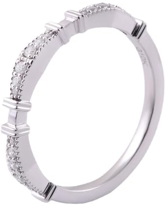 Wycian Damen Ringe Vintage, Moissanite Ring Women's 14 Karat Weißgold Größe 62 (19.7) Moissanit Rundschliff Weiß Npassbar Für Muttertag