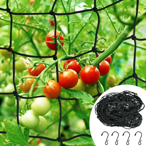 Trellis Net for Climbing Plants, Pack of 2 120 x 60 cm Trellis for Climbing Plants with 4 Hooks, Premium Trellis Net Cucumbers, Elastic Plant Net with Large Mesh Size for Garden and Greenhouse