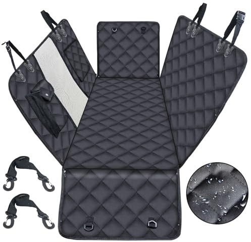 Dog Car Seat Cover for Back Seat with Mesh Window,100% Waterproof Soft Nonslip Pet Hammock for Cars/Trucks/SUV,600D Fabric Heavy Duty Durable Scratchproof Backseat Protector(137 x 148 cm,Black)