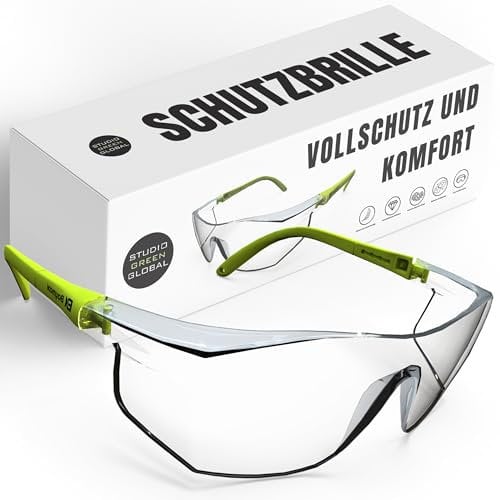 StudioGreenGlobal Schutzbrille | Perfekter Schutz für Heimwerker, Gartenarbeit, Auto- und Fahrradwartung, Putzarbeiten | Anti-Fog | Leicht und Komfortabel