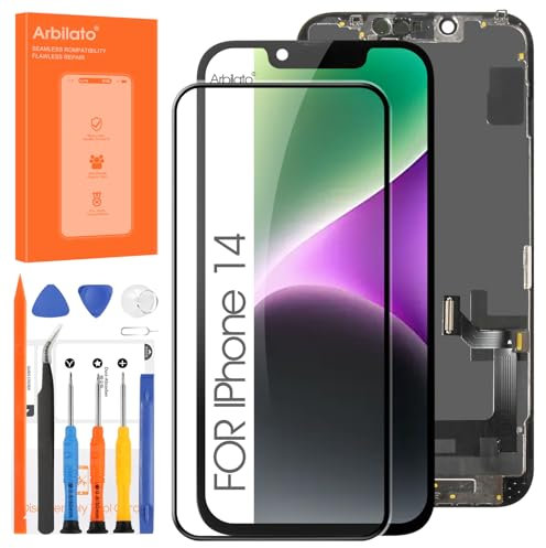 OLED Display für iPhone 14 LCD Bildschirm,A2649, A2881, A2884, A2883, A2882 Touchscreen Assembly mit Reparatur Set für iPhone 14 (Schwarz, 6,1 Zoll)