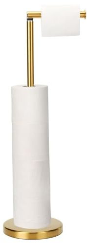 Geroosaty Support de Papier Toilette Moderne, sur Pied, en Métal Doré, pour Salle de Bain, Facile à Installer