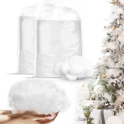 Lyfeesis Kunstschnee Dekoschnee Künstlicher Schnee, kunstschnee Deko Weihnachten, Faser Flauschig Schneewatte Fake Schnee kunstschnee Matte für Weihnachtsbaum Winter, Weihnachtsdeko (300G)