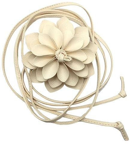 Kabelife Damen Gürtel Blumen Wickelgürtel Böhmen Hüftgürtel Taillengürtel Für Party Hochzeit Kleid Zubehör(Beige)