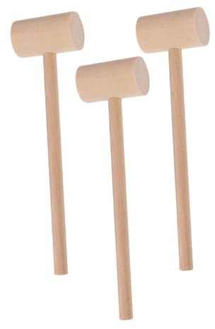 IMIKEYA Wooden Seafood Mallets 3pc Crab and Lobster Hammers Cake Hammer Tool Kitchen Mallet Shells