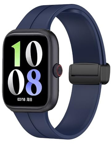 Koelaa Magnetisch Silikon Uhrenarmband für HONOR Watch 5, Hautfreundlich Weich Sport Armband Ersatzband, Verstellbare Magnetisches Silikon-Uhrenarmband-Blau