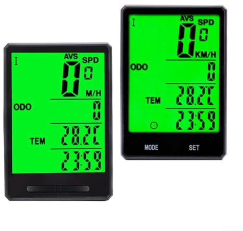 Zoegneer Kabelloser Kilometerzähler, Fahrrad-Tachometer, Codemesser mit großem Bildschirm, englisch, wasserdicht, leuchtender Tacho für Mountainbike, Rennrad (Stil C verdrahtet)
