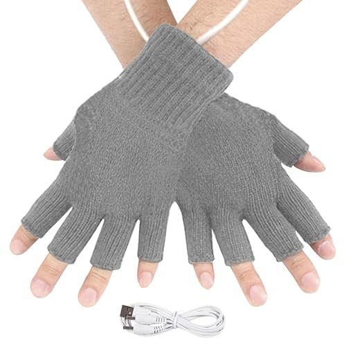 Heated Fingerless Gloves | Rechargeable Heated Fingerless Gloves | Battery Powered Fingerless Winter Mittens | Acrylic Fiber Electronic Hand Gloves | Waterproof heated Fingerless Gloves