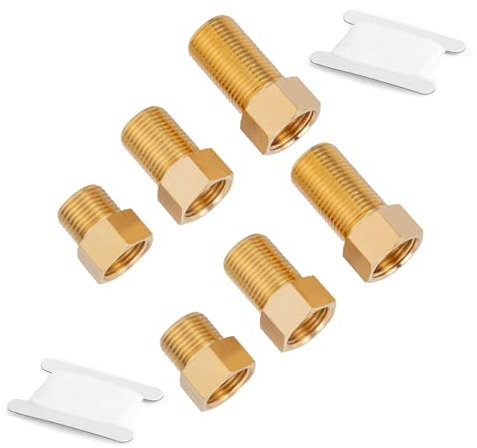 AOPANDA 1/2 Male Female Adapter, 1/2 Inch Brass Hex Pipe Extension Fittings for Tub Spout/Shower, 1/2'' Male to 1/2'' Female Adapter of 30MM/40MM/50MM,Brass Pipe Fitting with Sealing Tape, Pack of 6