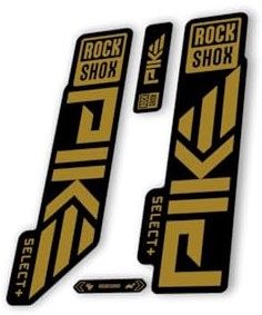 Autocollant de rechange pour fourche compatible avec Rock Shox Pike Select Plus 2023 Series Gold (brillant)