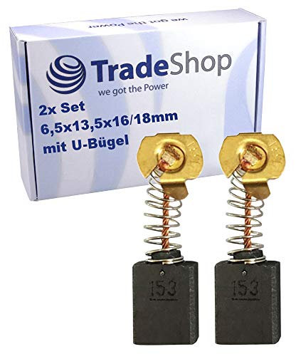 2x Trade-Shop Motorkohlen 6,5x13,5x16/18mm kompatibel mit Meistercraft MTS 1500 Kreissäge, kompatibel mit Parkside TKS 1700 Tischkreissäge