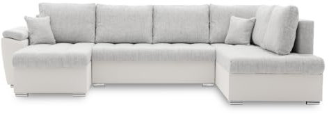 Mebligo ECKSOFA MIT SCHLAFFUNKTION Vegas Grau/Weiß RECHTS