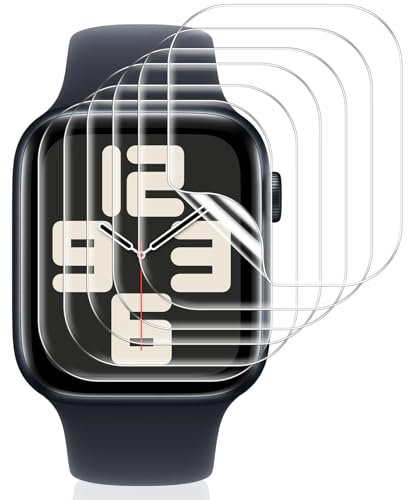 Vauki 6 Pièces Protection Écran pour Apple Watch SE (2022/2020)/Series 6 5 4 40 mm Verre Trempé,HD Transparent Sans Bulles Silicone Ultra-Mince TPU Souple Film Protecteur Installation Facile