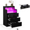Generisch Hochglanz Nachttisch Nachtschrank Schwarz mit Steckdose und LED-Beleuchtung, Nachtkästchen 3 Schubladen, Modern für Wohnzimmer und Schlafzimmer 45x35x76 cm (Schwarz)