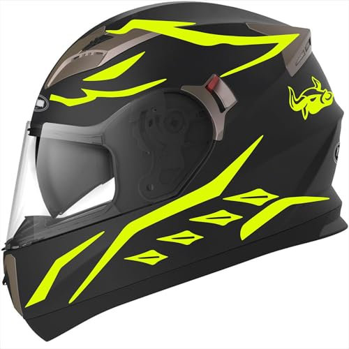 Decalart Kit 19 Adesivi Casco elmetto moto universali valigia pc - Toro corna bull strisce fasce stickers strips decalcomanie stickers casco Cod.L120 (029 Giallo FLUO)