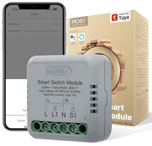 MOES Zigbee Lichtschalter Unterputz, Mini Smart Relais Modul 2-Fach | Erfordert Neutralleiter,Zigbee Gateway,Kompatibel für Smart Life/Tuya App,Alexa & Google Home