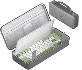 Hagibis Tastaturtasche, Hartschale, tragbare Reise-Tragetasche, 68/87 Tasten, EVA, 900D, Oxford-Stoff, Aufbewahrungskoffer, elektronischer Organizer, stoßfest, wasserdicht (Grau, 68 Tasten)