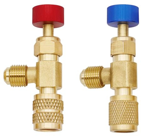 2 Stück Kältemittel Sicherheitsventil R32 R22 R410, Messing Kältefüller Sicherheitsventil Schnellkupplung, 1/2'' 1/4 '' 5/16'' Klimaanlage Adapter Durchflussregelventil, Klimaanlagen-Ventil (R410 R22)