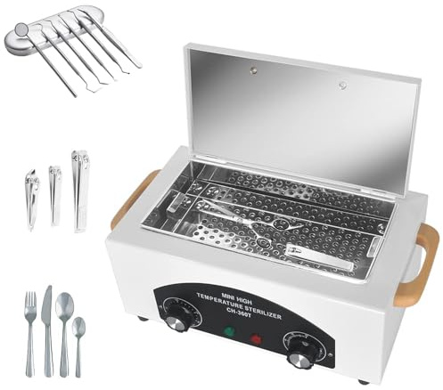 2.2L Heißluftsterilisator Desinfektion, 220℃ Trockene Hitze Hochtemperatur Sterilisator, 300W Sterilisator für Instrumente, Timer 1-60 Minuten,für Nagelwerkzeuge, Kosmetikwerkzeuge (A)