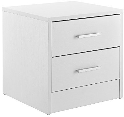 [en.casa] Eleganter Nachttisch mit 2 Schubladen Weiß Nachtkommode Beistelltisch Kommode Schubladenschrank