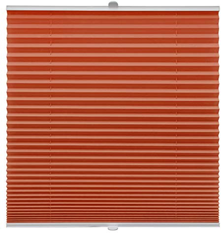 Plissee auf Maß für alle Fenster Montage Glasleiste Blickdicht mit Spannschuh Sonnenschutzrollo Orange Breite: 61-70 cm, Höhe: 101-150 cm