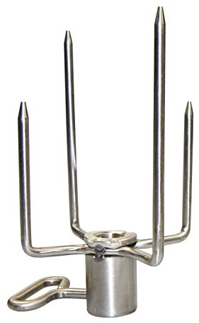 AKTIONA 1 Massive Edelstahl Fleischnadel für runde und eckige Grillspieße | von ca. Ø 4 - 12 mm / Klammer für Grillgut Hähnchen etc. / Grillclub / deutscher Fachhändler