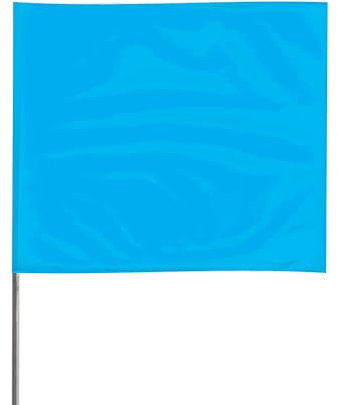 Presco Steel Wire Staff Markierungsfahnen: 2-1/2 in. x 3-1/2 in. Flag / 21 in. Steel Wire (Neonblau) [12 flaggen/pack]