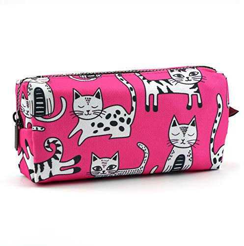 Astuccio per matite con gatto rosa, borsa per trucchi, regalo per amanti dei gatti, astuccio da toilette per adolescenti, astuccio per cosmetici, scatola kawaii, borsa per gadget di cancelleria