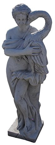 Antikes Wohndesign Frauenfigur Skulptur Gartenfigur Griechische Steinfigur Höhe: 160cm Weiß Grau