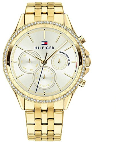 Tommy Hilfiger Analogue Multifunction Quartz Watch for Women with Gold Coloured Stainless Steel Bracelet - 1781977