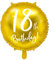 PartyDeco Folienballon 18th Birthday 45cm für Helium geeignet Luftballon zum 18. Geburtstag Gold