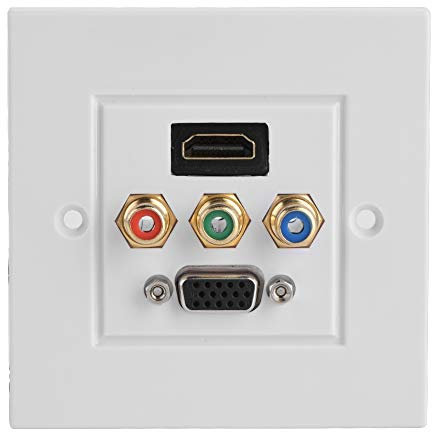 Prise Murale HDMI, Prise Murale Audio-vidéo pour composant et Prise Murale 86x86 USB + VGA + Plaque Avant pour Panneau de composant Mural pour projecteur et cinéma Maison