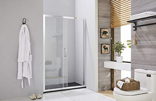 Porta doccia scorrevole profilo in alluminio cromato cristallo temperato 6 mm h.195 (146-151)
