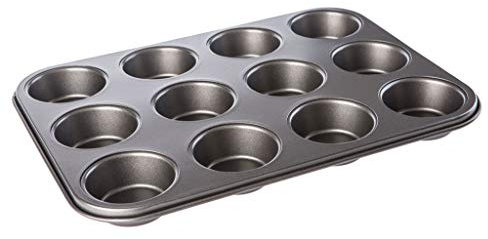 KADAX Muffinform 35 x 26.5 X 3 cm, Backform für 12 Muffins, aus Stahl, große Wölbungen, optimale Hitzeverteilung, nicht anbrennbare, flexibel Backblech für süße Backwerk