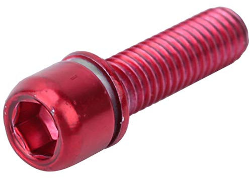 6 Stück Fahrrad-Schaftschrauben, M5 x 18 mm, Sechskantschraube zur Reparatur von Fahrrädern, Titanbeschichtung (rot)