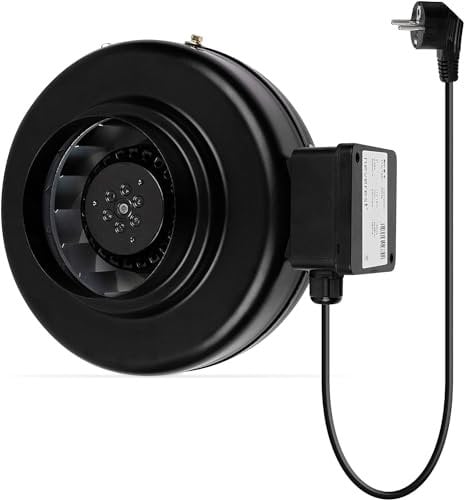 neverest® RV-B Rohrventilator 150mm Profi Ventilator Robust Leistungsstark Radiallüfter 230V/220V mit Stecker 800 m³/h, 150W, 52dB Material Metall