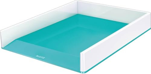 Leitz Briefkorb A4, Zweifarbiges Design, Weiß/Eisblau, Duo Colour, WOW, 53611051