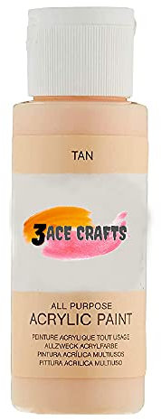 3 Ace Crafts Pack of 1 – Tan - Acrylic Paint 59ml Craft Decoration Kids, Garden Furniture Ornament, Outdoor Wood Paint, Air Drying, Modelling Clay Palette, Plastic, Canvas Board, Paper
