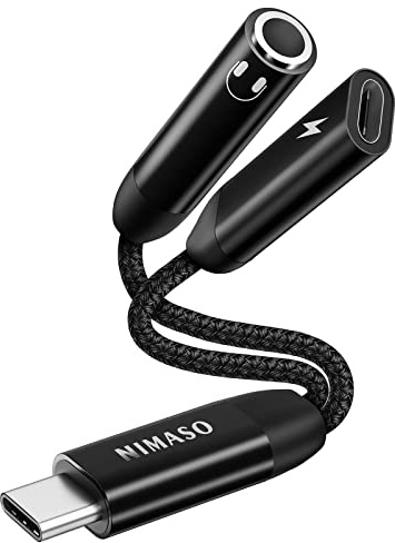 NIMASO USB C to 3.5 mm Jack Adapter, Typc C to 3.5mm Aux Headphone Adapter Hi-Res DAC Chip PD 60W Fast Charging For Sumsung S23/S22 Ultra/Note20,Huawei P50/P40/P30 Pro,Google Pixel 4XL,Xiaomi 6/8